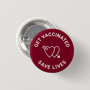 Impfungen rett lebt bordeauxfarbene weiße Herzen Button