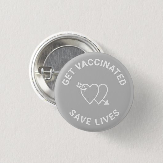 Impfungen rett lebt graue, weiße Herzen Button (Vorne & Hinten)