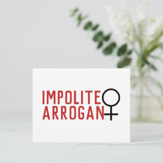 Impolite Arrogant Frauensymbol 2 Linie Postkarte (Stehend Vorderseite)
