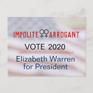 Impolite Arrogant Woman Vote Warren Flag 2020 Postkarte