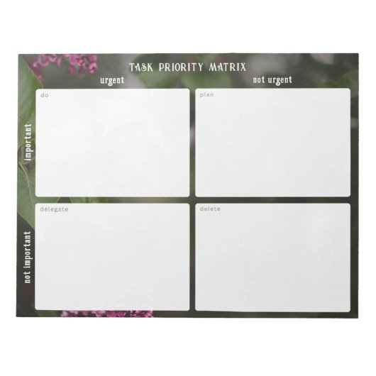 Important and urgent task Matrix (romantic nature) Notizblock (Vorderseite)