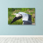 Imposanter Graureiher mit Schwingen Leinwanddruck (Insitu (Holzboden))