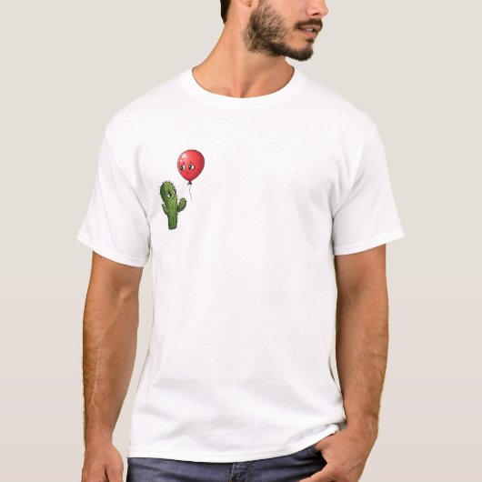 Impossible Love: Sad Cartoon Cactus and Balloon T-Shirt (Vorderseite)