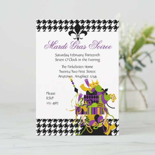 Impossible Mardi Gras Stack Einladung (Stehend Vorderseite)