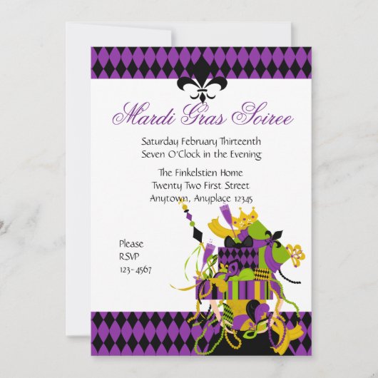 Impossible Mardi Gras Stack Einladung (Vorderseite)