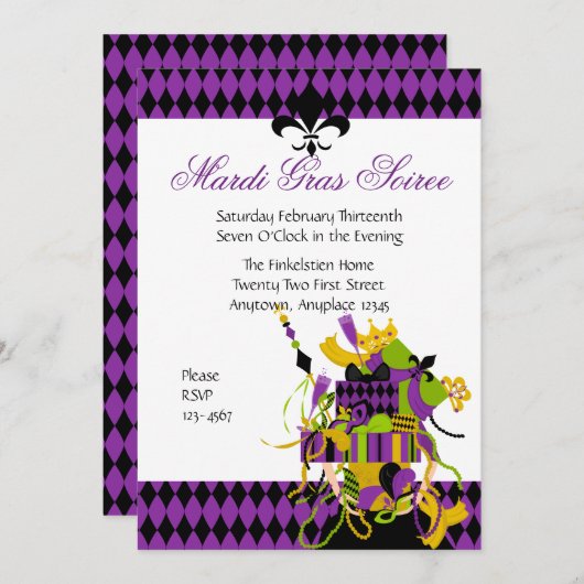 Impossible Mardi Gras Stack Einladung (Vorne/Hinten)