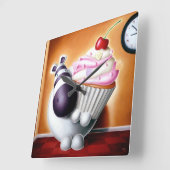 Impossimal© - 'Cake-O-Clock!' Cake-O-Clock, Uhr! Quadratische Wanduhr (Winkel)