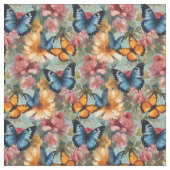 Impresionistische Schmetterlinge und Blume Stoff (Nahaufnahme)