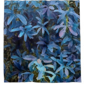 Impression von blauen Blätter Duschvorhang (Vorderseite)
