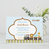 Impressionen für Baby Boy Shower (Zug) Einladung (Stehend Vorderseite)