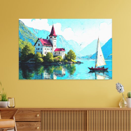 Impressionen von der Stille: Burg von Lugano Leinwanddruck (Insitu (Wohnzimmer))