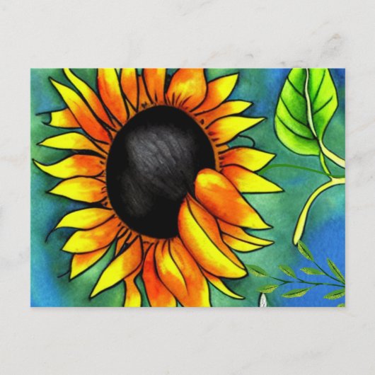 Impressionismus der Sonnenblumen Crayon Art Postkarte (Vorderseite)