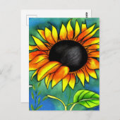 Impressionismus der Sonnenblumen Crayon Modern Bol Postkarte (Vorne/Hinten)