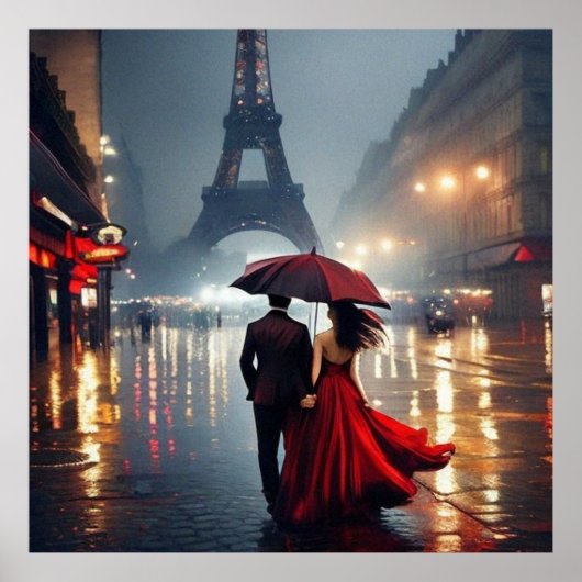 Impressionismus Frankreich Eiffelturm und Couple Poster (Vorne)