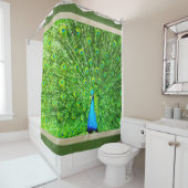 Impressionismus-grüner und blauer Pfau Duschvorhang (Beispiel)