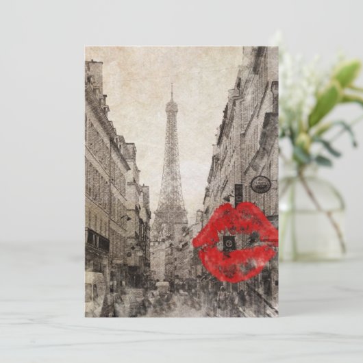 Impressionismus Herbstlandschaft Paris eiffel Turm Einladung (Stehend Vorderseite)