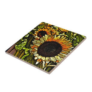Impressionismus Malerei Land gelbe Sonnenblume Fliese