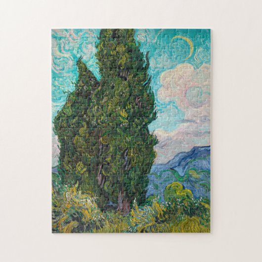 Impressionismus Vincent Van Gogh Cypresses Malerei Puzzle (Vertikal)