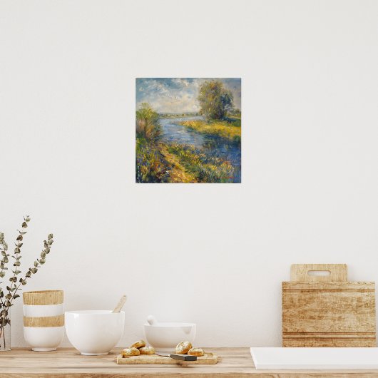 Impressionist A I Painting Springtime by River Poster (Küche)