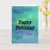 Impressionist Abstrakt in Grün und Blau Geburtstag Karte (Gelbe Blume)