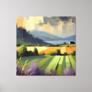 Impressionist Abstrakt Landschaft Storm Orange Leinwanddruck