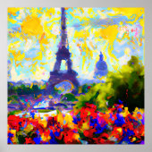 Impressionist Abstrakt Paris Blume Eiffelturm Poster (Vorne)