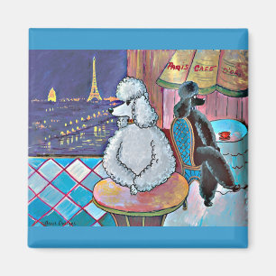 Impressionist Art Poodles Paris Café Magnete Magnet
