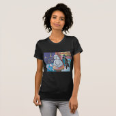 Impressionist Art Poodles Paris Café T-Shirt (Vorne ganz)