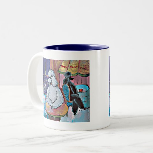 Impressionist Art Poodles Paris Café Tasse (Vorderseite Links)