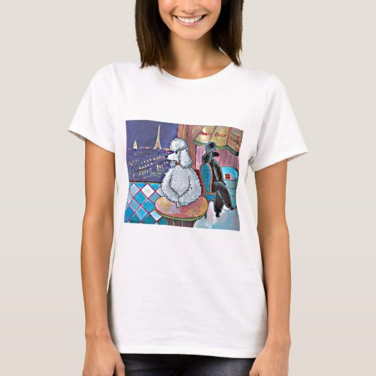 Impressionist Art Poodles Paris Café Tee Shirt (Vorderseite)