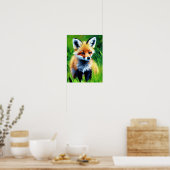 Impressionist Baby Fox im Wald Poster (Küche)