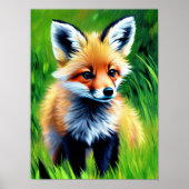 Impressionist Baby Fox im Wald Poster (Vorne)