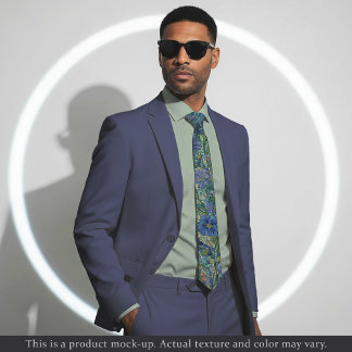 Impressionist Blue Floral Necktie Krawatte