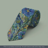 Impressionist Blue Floral Necktie Krawatte
