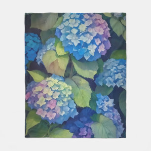 Impressionist Blue Hydrangeas Fleecedecke