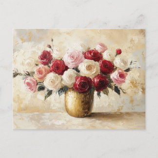 Impressionist Bouquet der Rose Valentine Postkarte