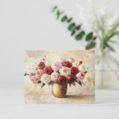 Impressionist Bouquet der Rose Valentine Postkarte (Stehend Vorderseite)