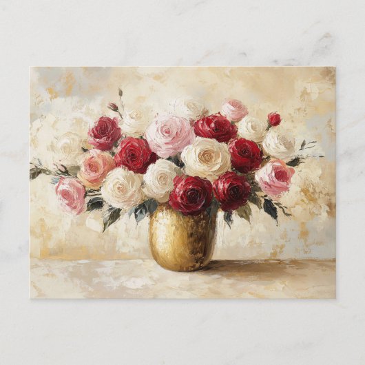 Impressionist Bouquet der Rose Valentine Postkarte (Vorderseite)