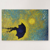Impressionist braucht Schirm am gelben sonnigen Ta Puzzle (Horizontal)