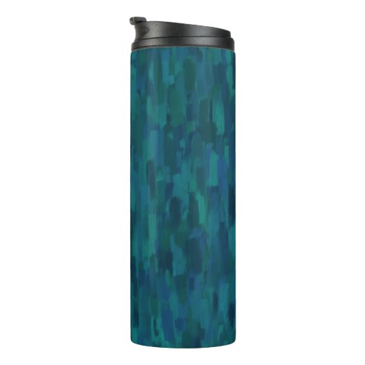 Impressionist Brush Strokes, Navy, Teal, Blue Thermosbecher (Nach rechts gedreht)