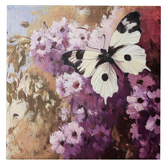 Impressionist Butterfly Garden Malerei Fliese (Vorderseite)