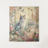 Impressionist Cat and Floral Tapestes Wandteppich (Vorderseite)