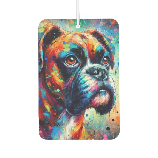 Impressionist Colorful Pop Art Boxer Dog Malerei Autolufterfrischer (Vorderseite)