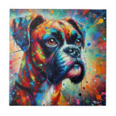 Impressionist Colorful Pop Art Boxer Dog Malerei Fliese (Vorderseite)