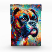 Impressionist Colorful Pop Art Boxer Dog Malerei Fotoblock (Vorderseite)