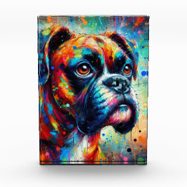 Impressionist Colorful Pop Art Boxer Dog Malerei Fotoblock