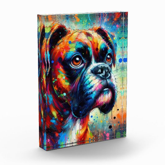 Impressionist Colorful Pop Art Boxer Dog Malerei Fotoblock (Links)