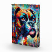Impressionist Colorful Pop Art Boxer Dog Malerei Fotoblock (Rechts)
