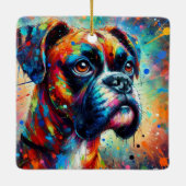 Impressionist Colorful Pop Art Boxer Dog Malerei Keramikornament (Rückseite)