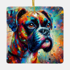 Impressionist Colorful Pop Art Boxer Dog Malerei Keramikornament